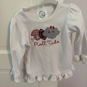 ALABAMA embroidered smocked long sleeve white shirt baby girl 2T